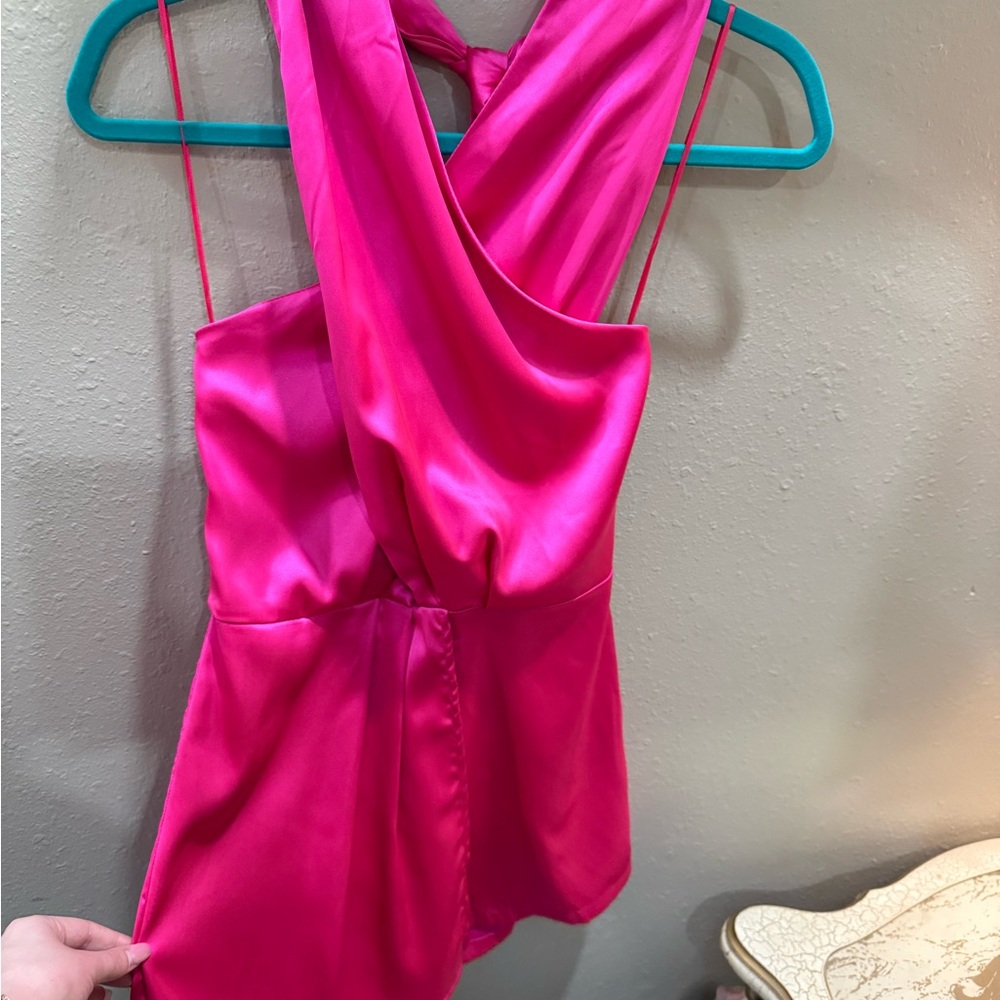 Vibrant Pink Satin Romper